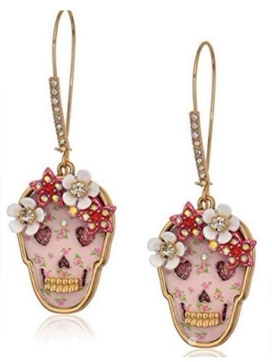 Betsey Johnson Jewelry - Betsey johnson pink skull earrings